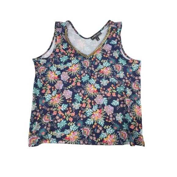 Thomas & Olivia Black Floral Tank Top with Chain Detail Size XL NWT - Picture 1 of 7